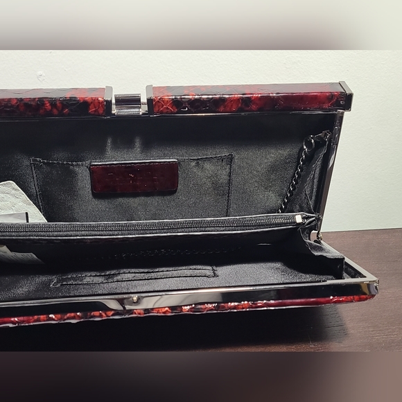 Authentic Danier Red Wine Snake Clutch / Purse - Picture 13 of 16